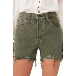 Free People Women S Makai Ripped Cutoff Denim Shorts Green Size 30